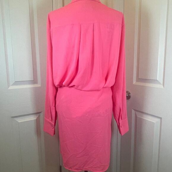 ESSENTIEL ANTWERP MINI DRESS DORSEY TWIST FRONT COLLARED DRAPED SZ 6 HOT PINKC - Picture 14 of 16